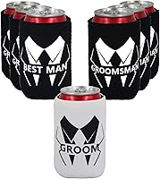Vista 19 de LADY & HOME - Juego de 7 enfriadores de latas para novios y padrinos de boda, propuesta de padrinos de boda, regalos para despedida de soltero