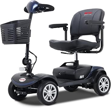 Folding Mobility Scooter for Seniors 4 Wheel Scooter for Adults Electric Medical Scooter Compact for Foldable in Boot Trunk for Traveling with Seniors Blue