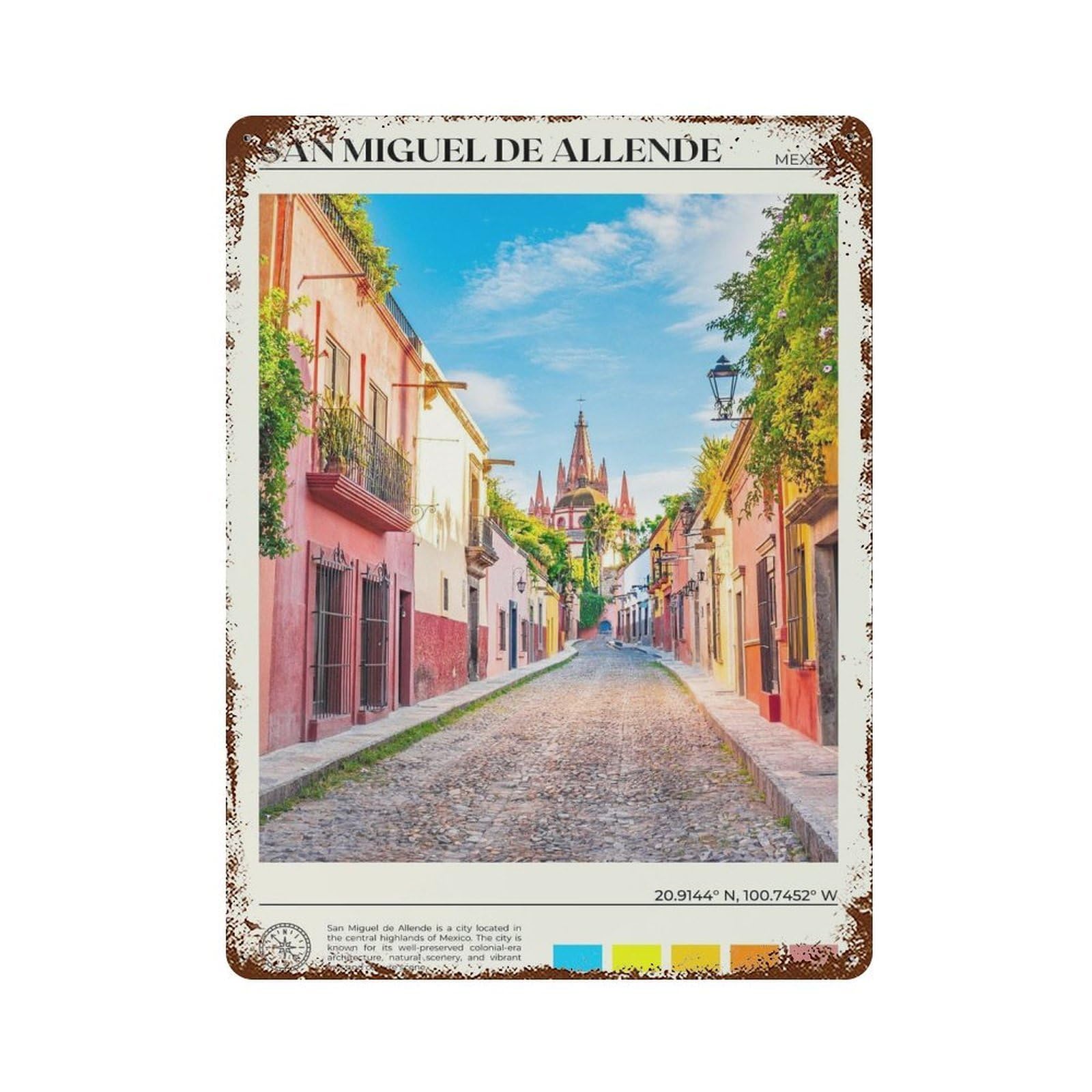 xiaoxiaoshen Real Photo San Miguel De Allende Wall Decor Art Metal Tin Poster Modern Home Decor Art Home Bar Shop Decorations Vintage Sign 40x30cm