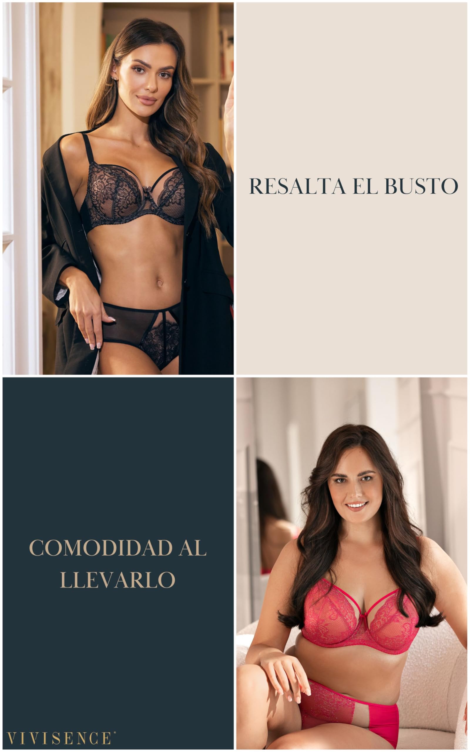 Vivisence Sujetador Blando con Motivo Floral para Mujeres 1044