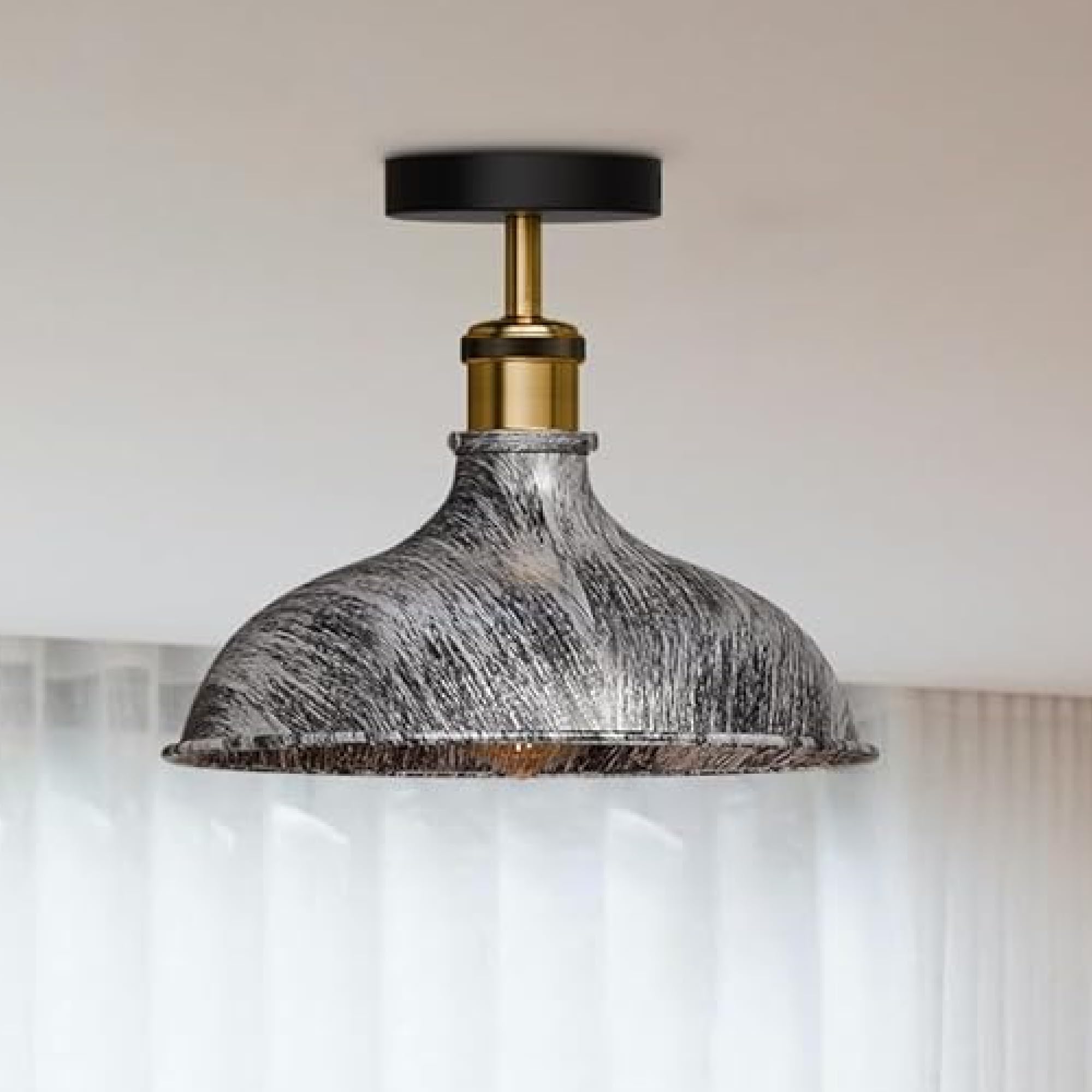 LEDSONE Modern Flush Mount Ceiling Lighting LED Lights Island Rustic Semi Flush Light Fitting Pendant Light Lamp Chandelier Metal 36cm Light Shade for Hall, Living Room, Lounge V — image 1