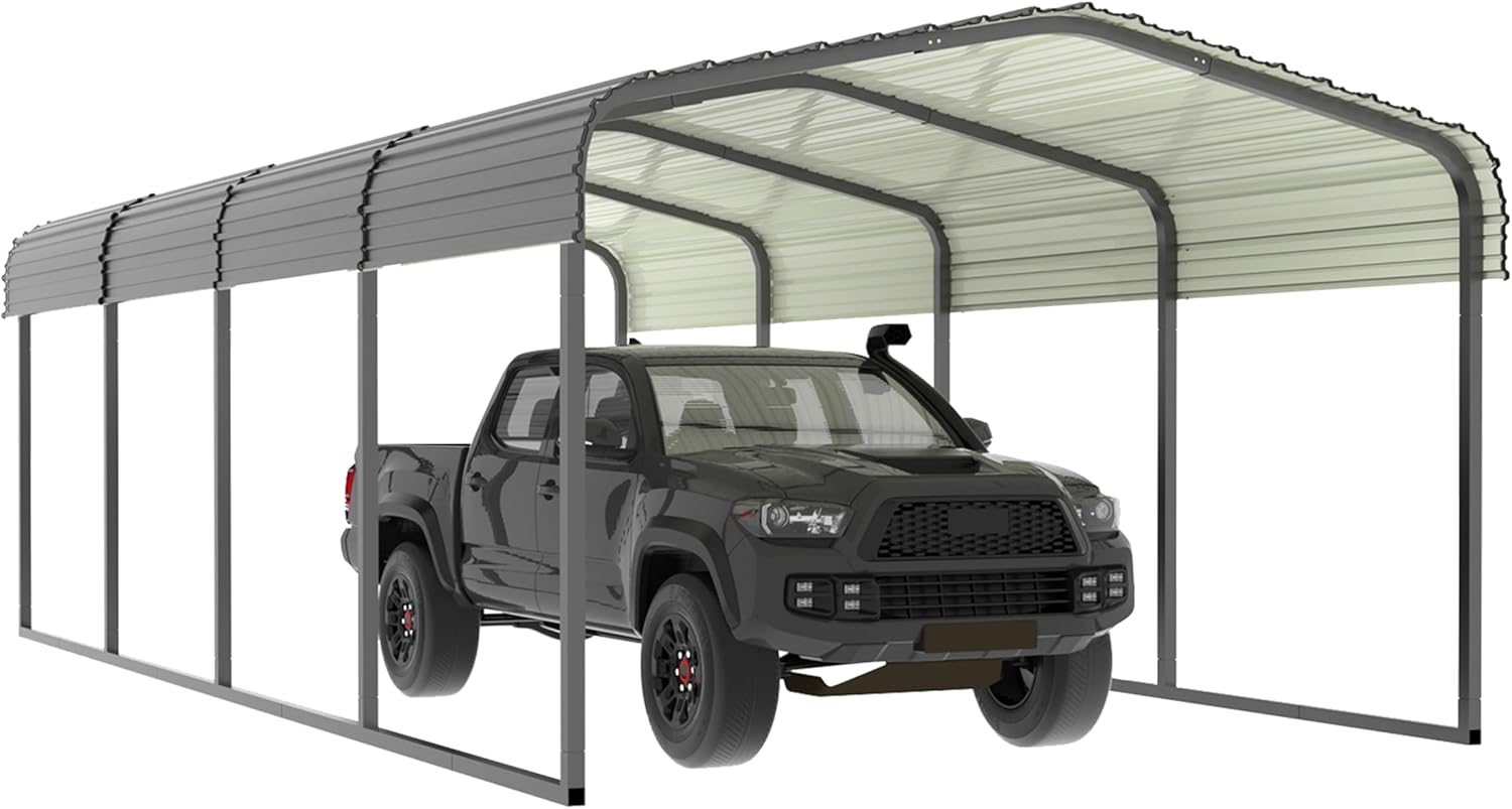 Yardenaler 12x20 FT Outdoor Carport with Metal Roof, Heavy