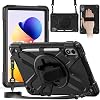 Compatible con Xiaomi Redmi Pad 2 Pro 12.1 inch y Poco Pad M1 12.1 inch (2025/2026), funda con protector de pantalla, cubierta antichoque de grado militar con asa giratoria/correa para el hombro (negra) 1