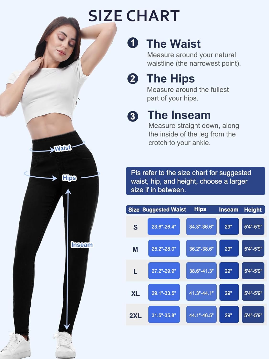 Pull on Skinny Jeans for Women, Stretchy High Waisted Leggings Trendy Tummy Control Demin Jegging with Pockets - Image 7