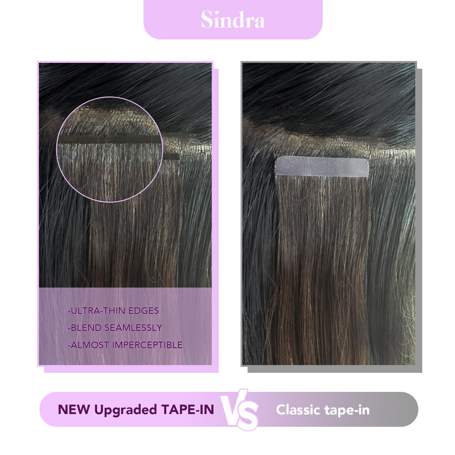 Sindra Tape in Hair Extensions Human Hair Color #8/60 Ash Brown to Platinum Blonde Tape in Extensions Seamless PU Skin Weft 20 Inch 50g #8/60 20inch - Image 2