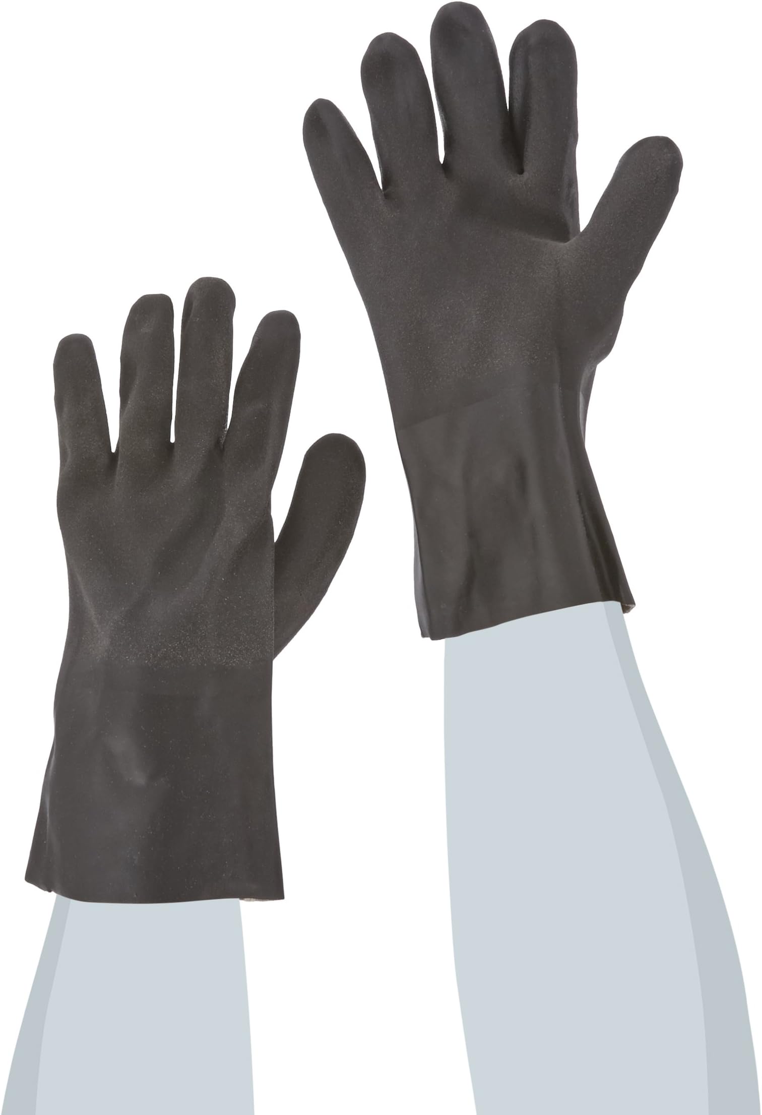 West Chester 13012 PVC Coated Interlock Lined Glove, Work, Gauntlet Cuff, 11-1 2" Length, Large, Black (Pack of 1 Pair)