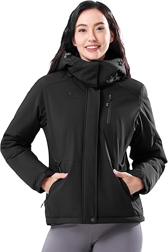 Miniatura 2 de CAMELSPORTS - Chaqueta de esquí impermeable para mujer, con forro polar, abrigada, con capucha, cortavientos, aislante, ideal para la nieve y el