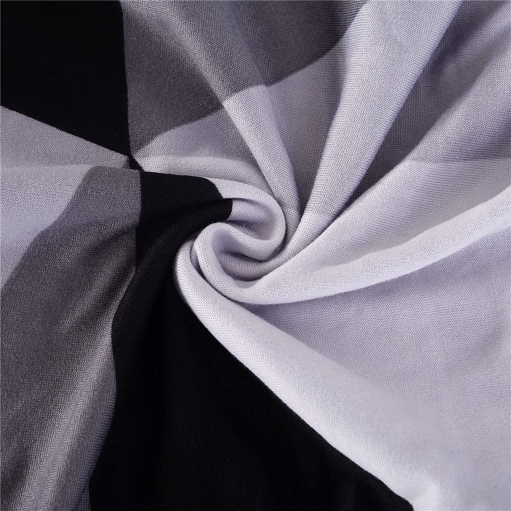 Highdi Coprisedia Elasticizzati con Schienale 6 Pezzi, Coprisedia con Schienale Rotondo per Sala da Pranzo Jacquard Bianco Geometrici Lavabile Universale, Fodere per Sedia da Soggiorno Cucina