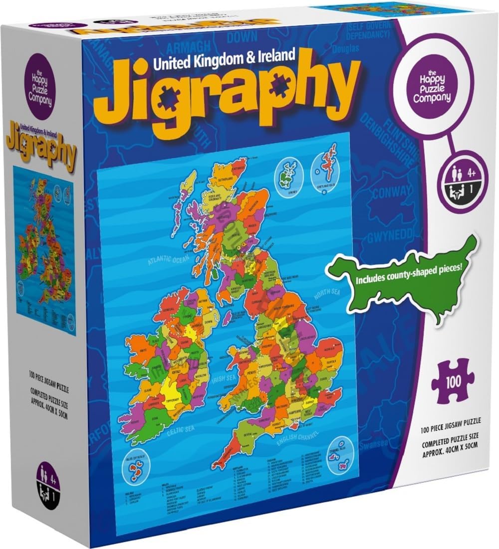 Jigraphy - United Kingdom & Ireland Map 100 Pieces Jigsaw - Jigsaw Puzzle for Adults and Kids - UK & Ireland Jigsaw for Family Fun and Learning (100 pieces)