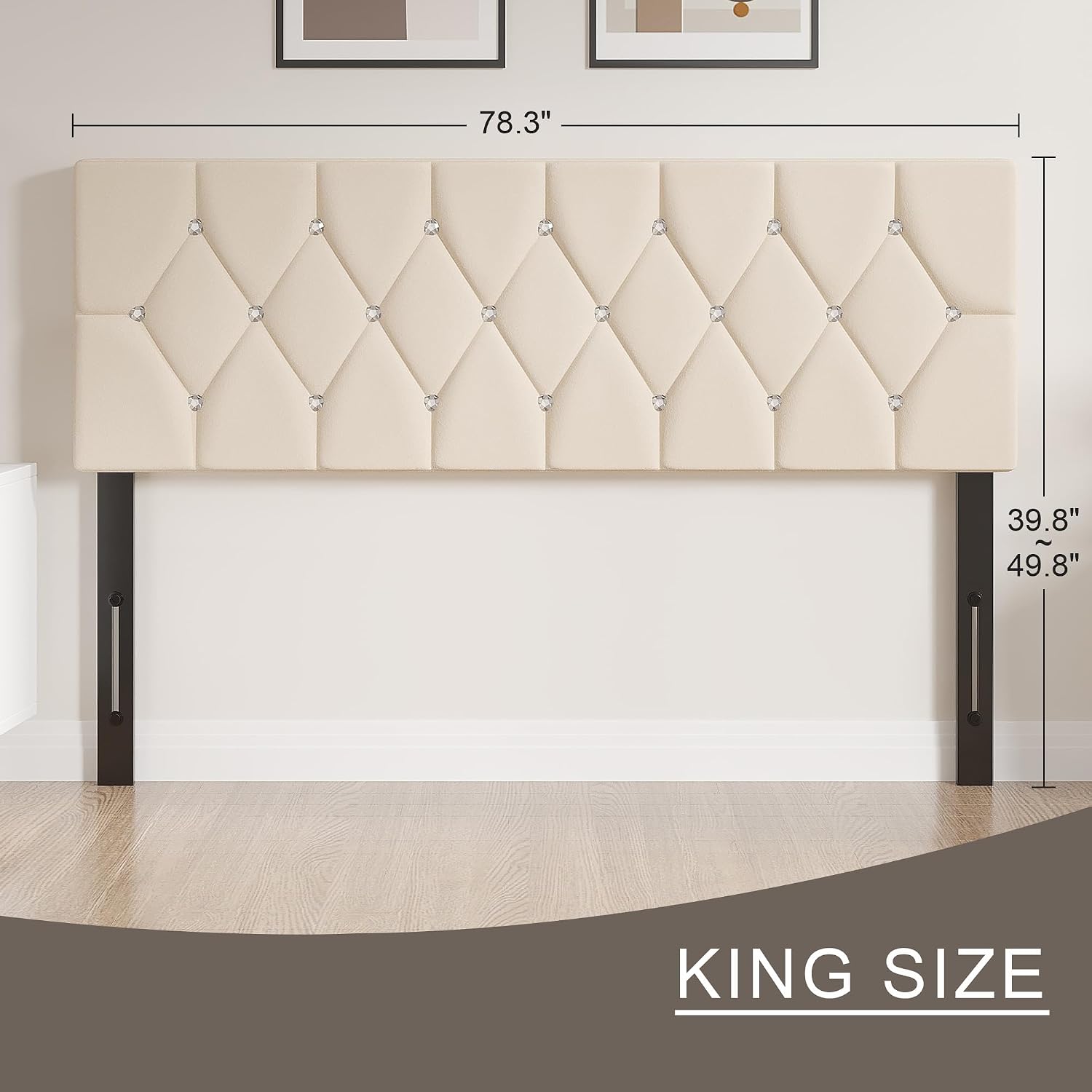 Dimensions diagram for the King size headboard