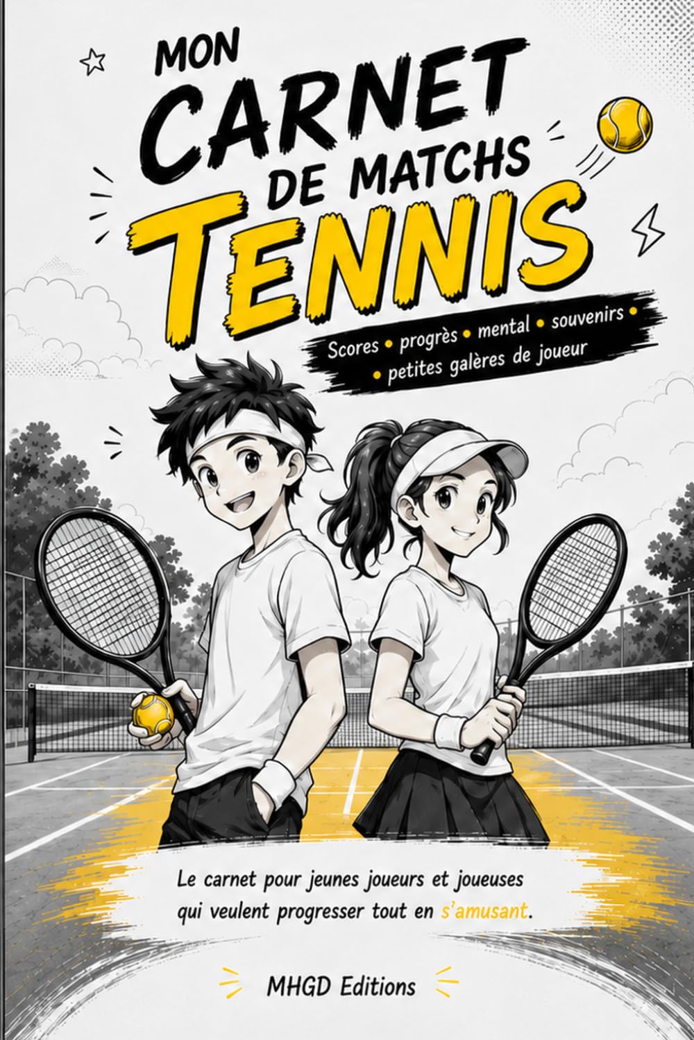 Mon carnet de matchs Tennis: Le carnet pour jeunes joueurs qui veulent progresser tout en s'amusant