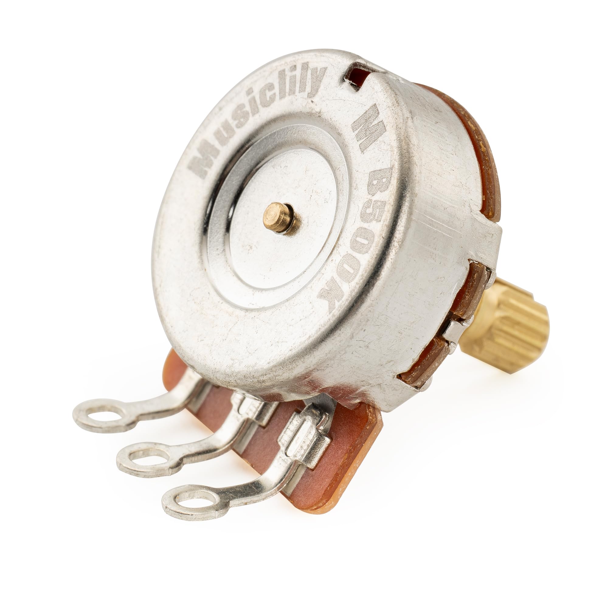 Musiclily Pro HD B500K Pots Brass Metric Split Short Shaft 6.5mm Linear Taper Potentiometers for Electric Guitar Bass (Set of 4) - Image 4