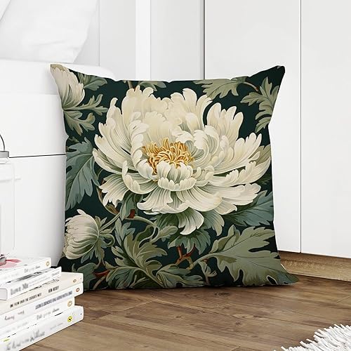 Funda de almohada Honshu in Robins Egg Chinoiserie Floral - Fundas de cojín asiáticas clásicas cuadradas para sofá, dormitorio, cama, silla, sofá,
