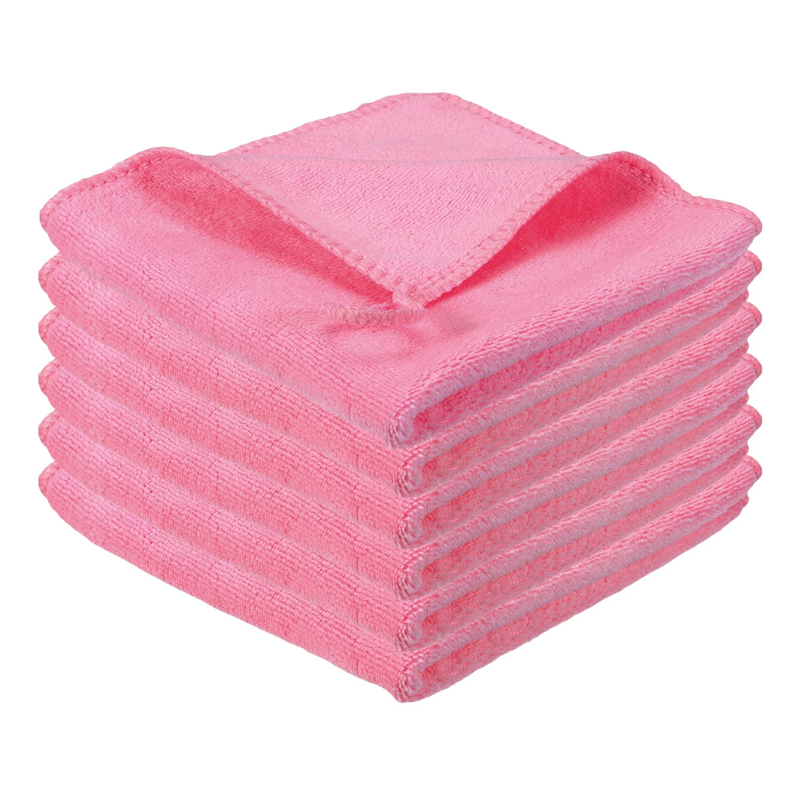 sourcing map 6 Pcs Square Hand Towels, 30 x 30 cm Soft Microfiber Hanging Hand Towel with Hanging Loop Highly Absorbent Kitchen Towels for Home Bathroom Kitchen Cleaning Supplies, Dark Pink