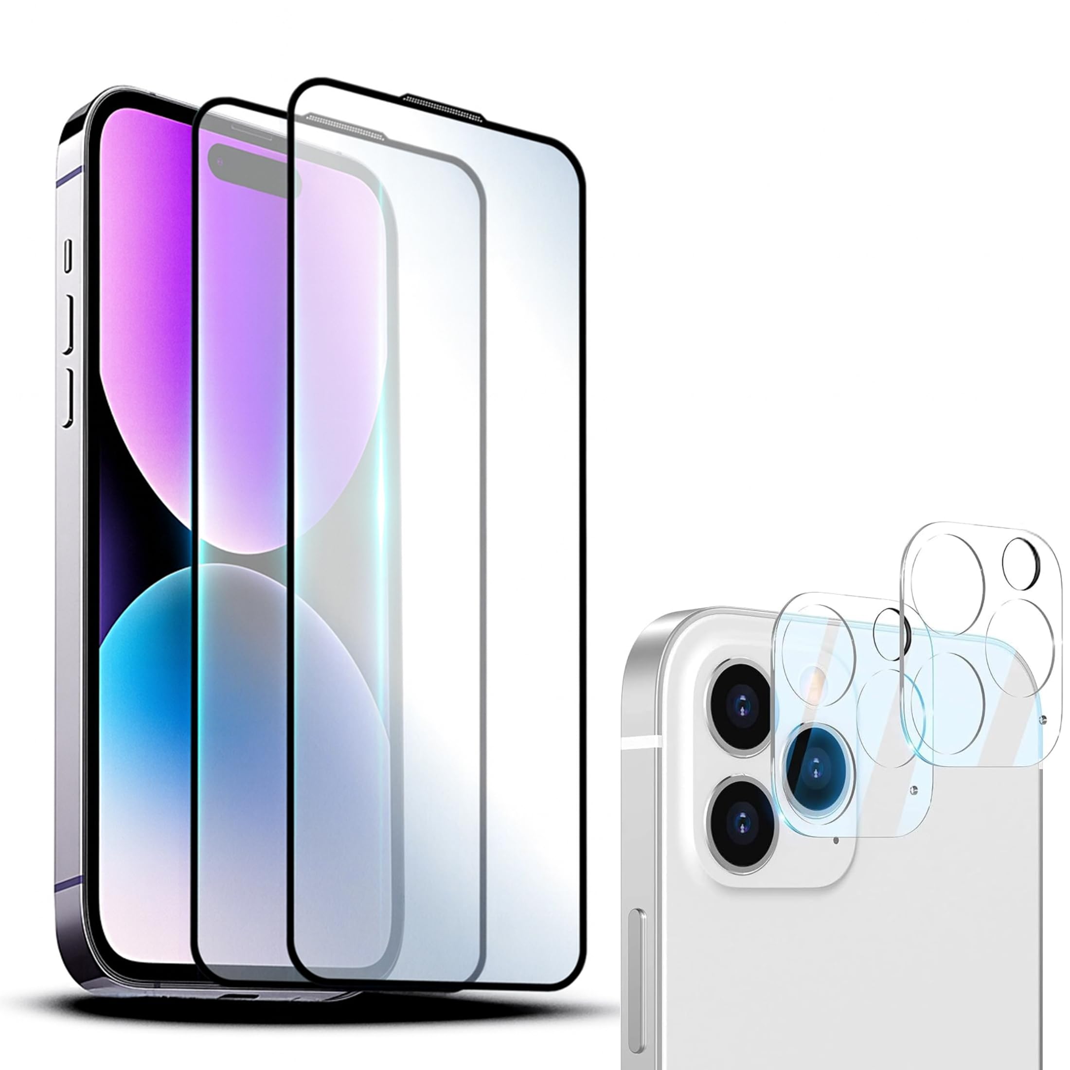 SHANN 2+2 Piezas Protector Pantalla para iPhone 11 PRO MAX con Protección de Cámara, Dureza Cristal Vidrio Templado, Marco de Instalación Fácil, 2 Paquetes Cada Uno