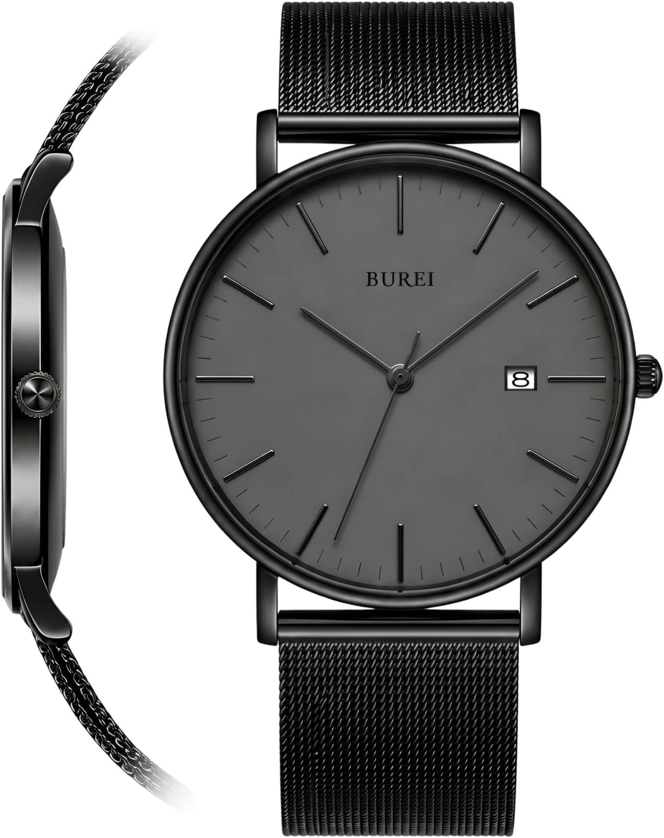 Ultra Thin Minimalist Men's Watch Calendar Chic Window Modern Simple Large Dial Leather Strap