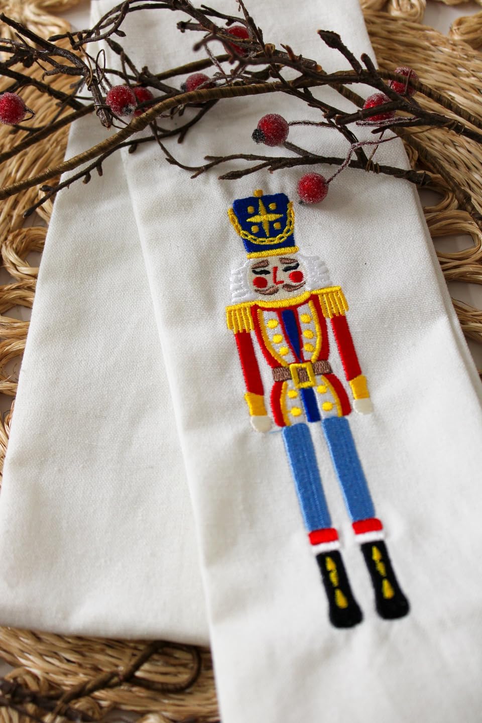 Wreath Sash for Front Door Decoration, Blank Embroidered Christmas Nutcracker Linen - 56" L x 4.5" W, Porch Accessories for Xmas Party Yard, Wedding, and Boxwood Decoration, Indoor Outdoor Décor