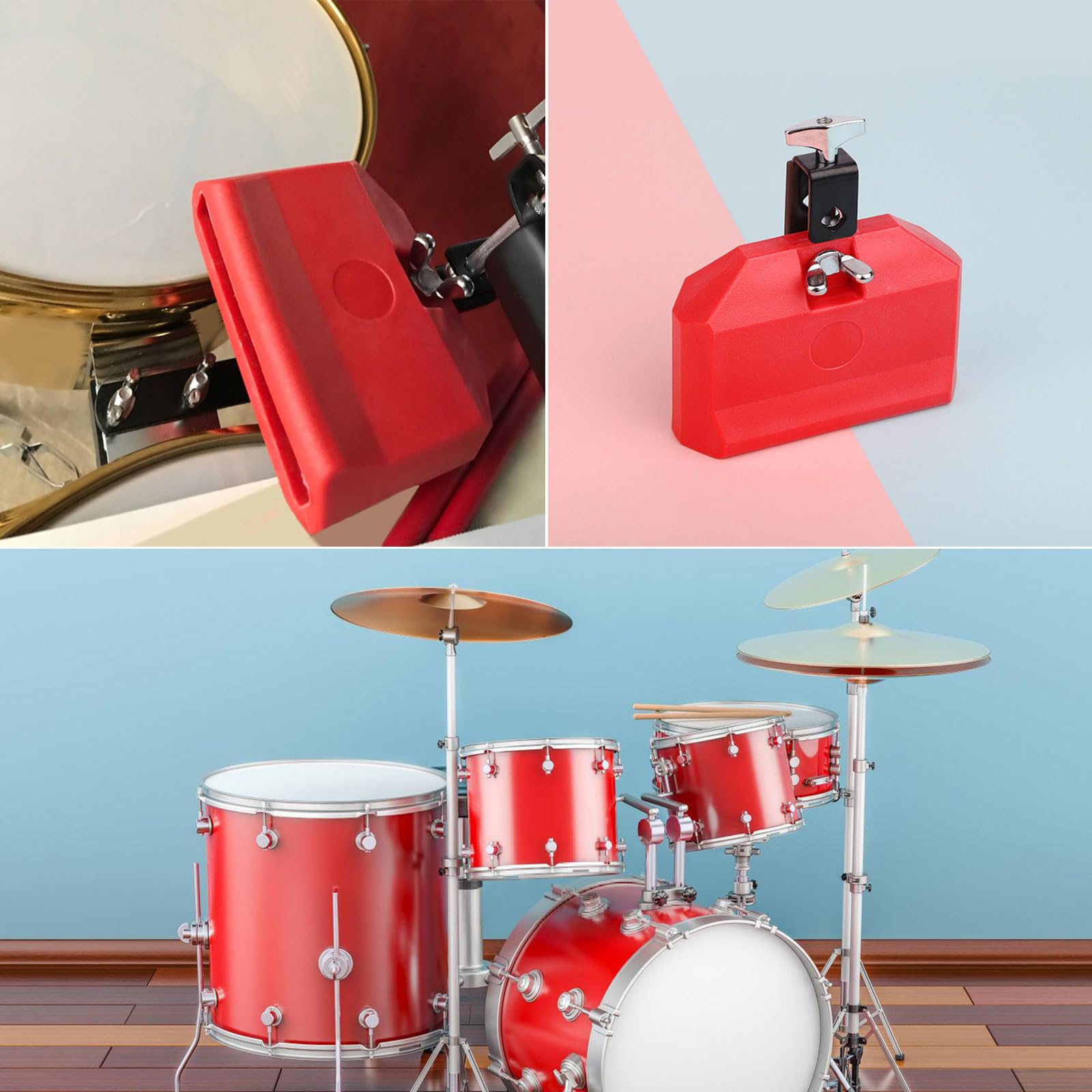 1 Stück Kunststoff Percussion Drum Block, hochwertiges Design, praktisches Übungswerkzeug für Schlagzeug Werkzeug Klassenzimmer, Live Auftritte, Percussion Instrumente Ausrüstung