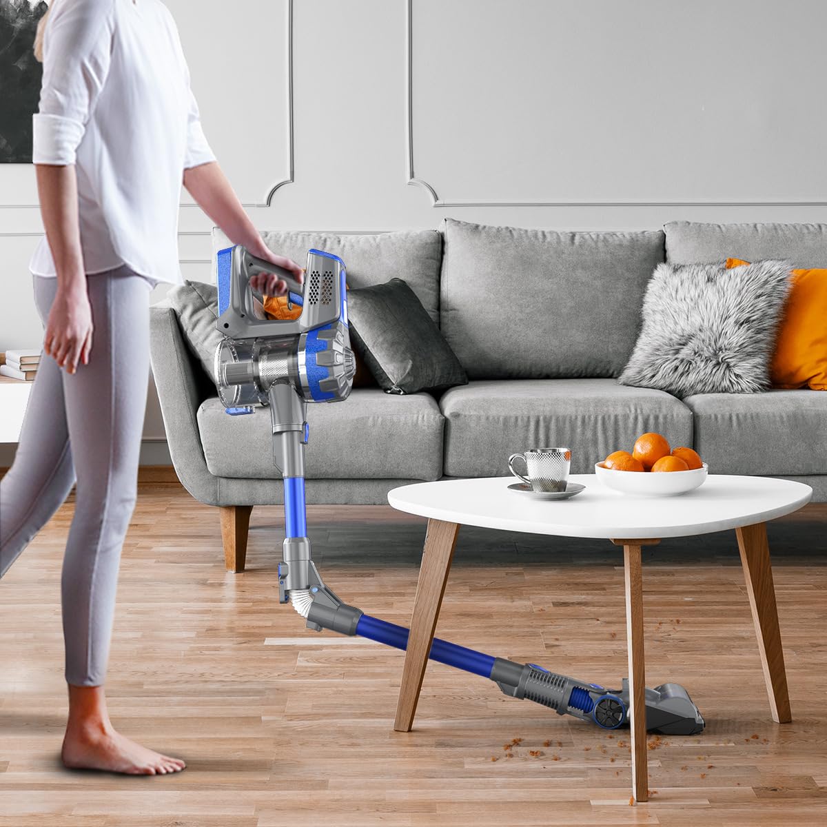 Aspirador inalámbrico con pantalla LED, 50 minutos batería extraíble para aspiradora de gran succión, aspirador de escoba a mano, pequeña aspiradora recargable para alfombras, suelos duros,
