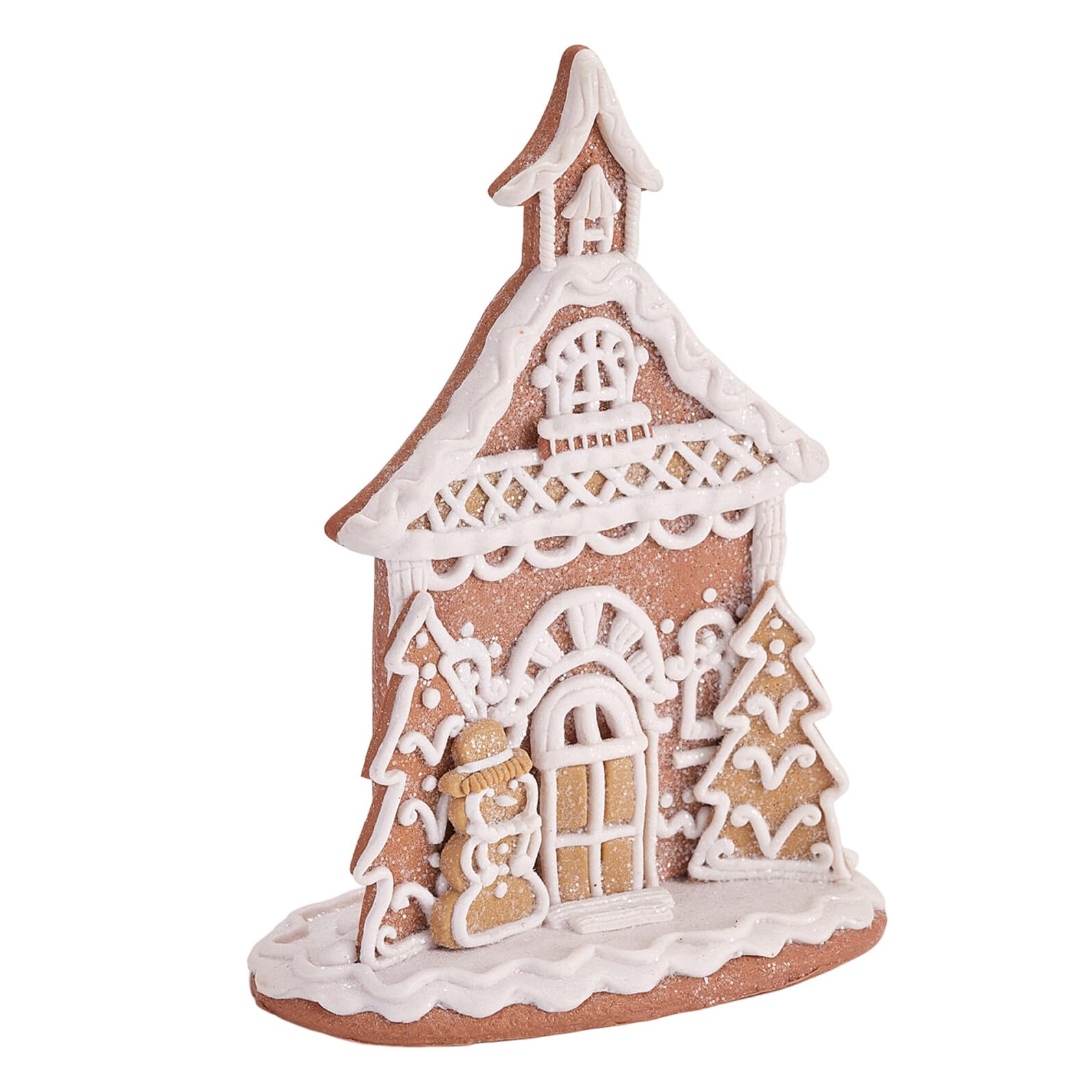 Garneck Maison Miniature Résine pour Noël Figurine de Village Enneigé avec Bonhomme et Sapin Décoration Intérieure pour Cheminée Accessoire de Décoration de Fête
