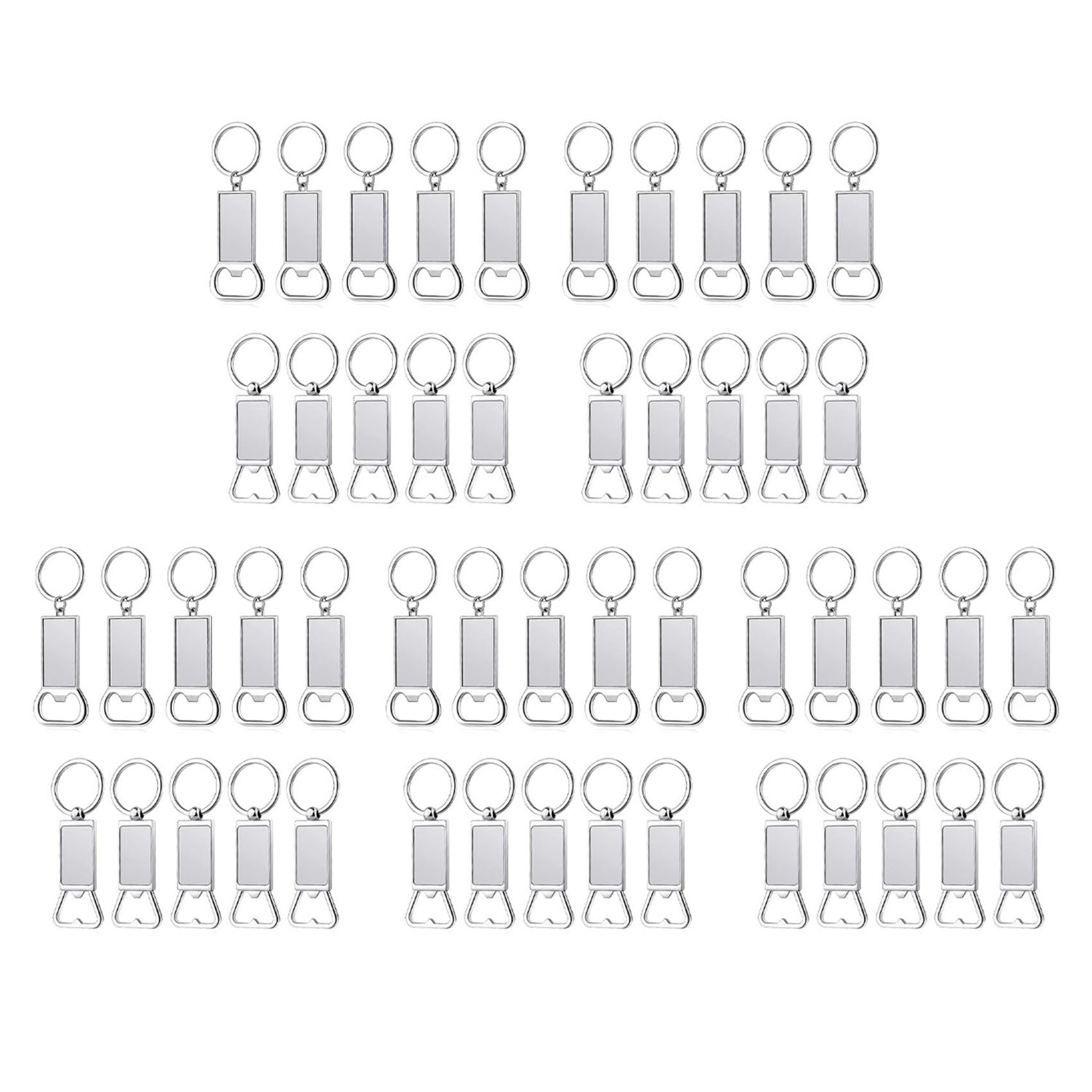 Hndhbfgrt 50Pcs Sublimation Keychain Blanks - Sublimation Keychain Case or Metal Sublimation Bottle Opener for Heat Transfer,Set A