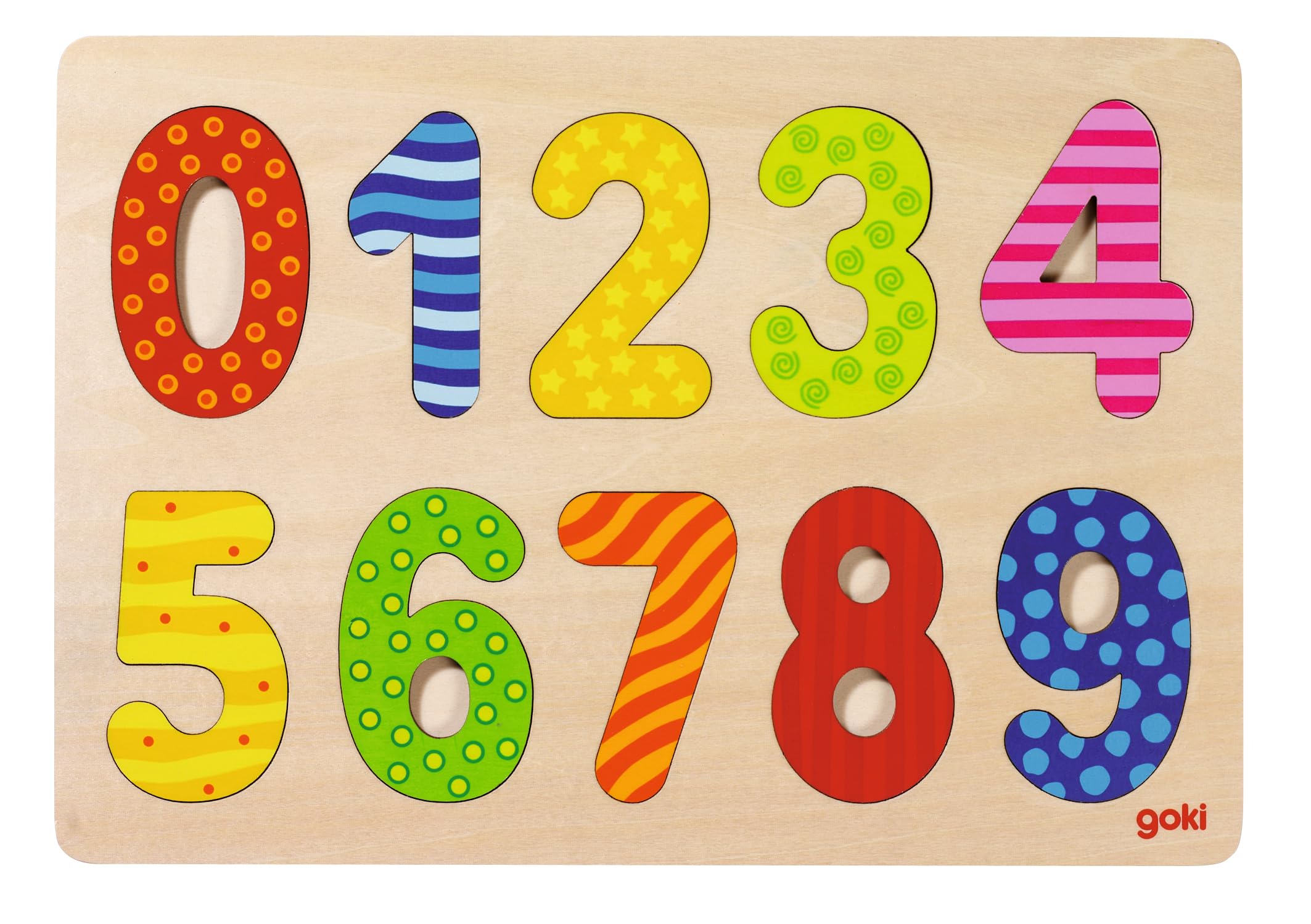 GOKI woodWooden PuzzlesGOKINNumbers puzzle 0-9, multicoloured (1)
