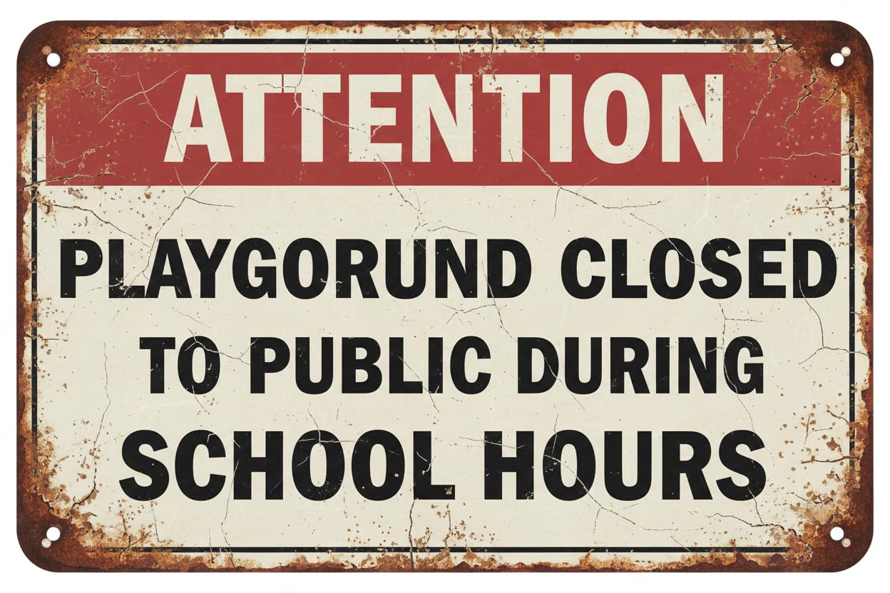 Wall Decor Attention Playground Closed To Public During School Hours Sign. 8x12Inch Metal Vintage Signs Aluminum Plates Printed