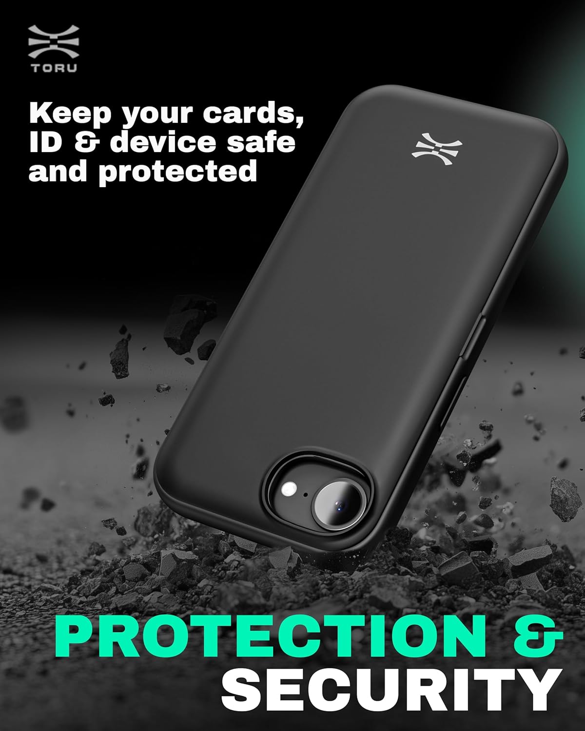TORU CX Hybrid for iPhone 16e Wallet Case | Dual Layer Slim Protective Hard Cover with Hidden 2-Credit Card Slot Holder - Floral Pattern