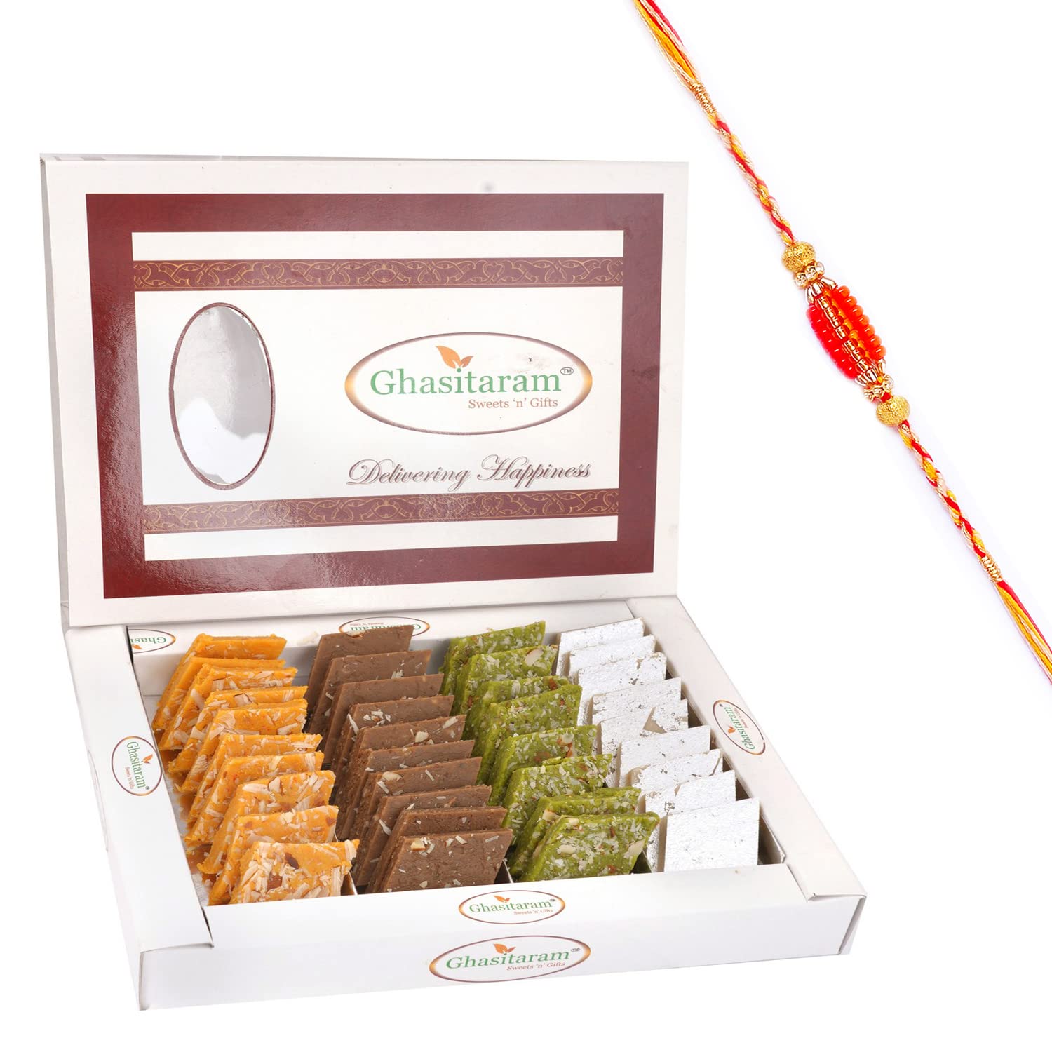 Ghasitaram Gifts Sweets - Pure Assorted Kaju Katlis, 400g with Rakhi (B09CDW7BYX) Amazon Price History, Amazon Price Tracker