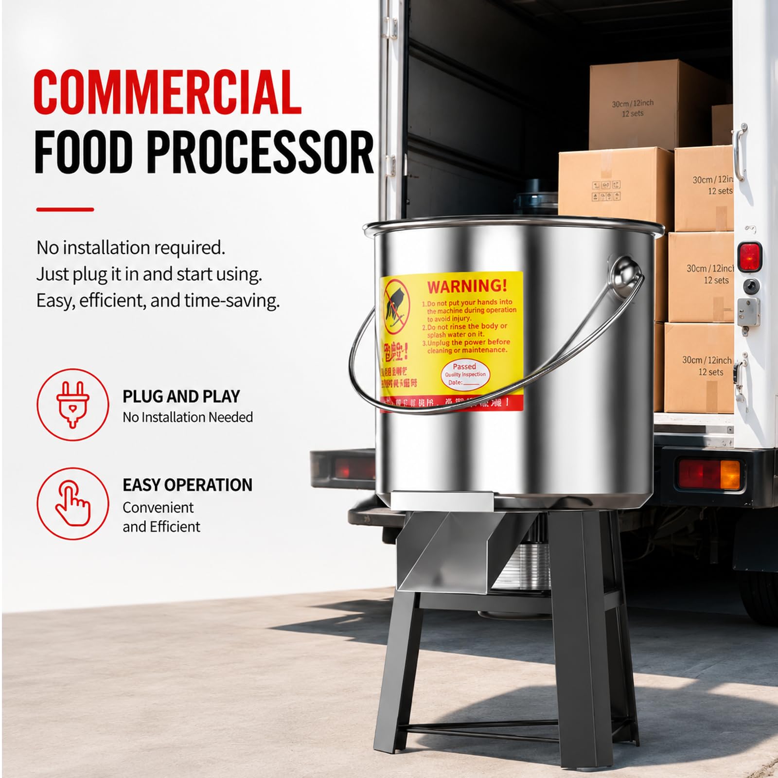 Procesador De Alimentos Comercial, Multifuncional De Acero Inoxidable, Trituradora De Alimentos De 2600 Lb/h Para Pollo, Pato, Ganado Vacuno Y Ovino; Uso Agrícola Y Doméstico. 1500W