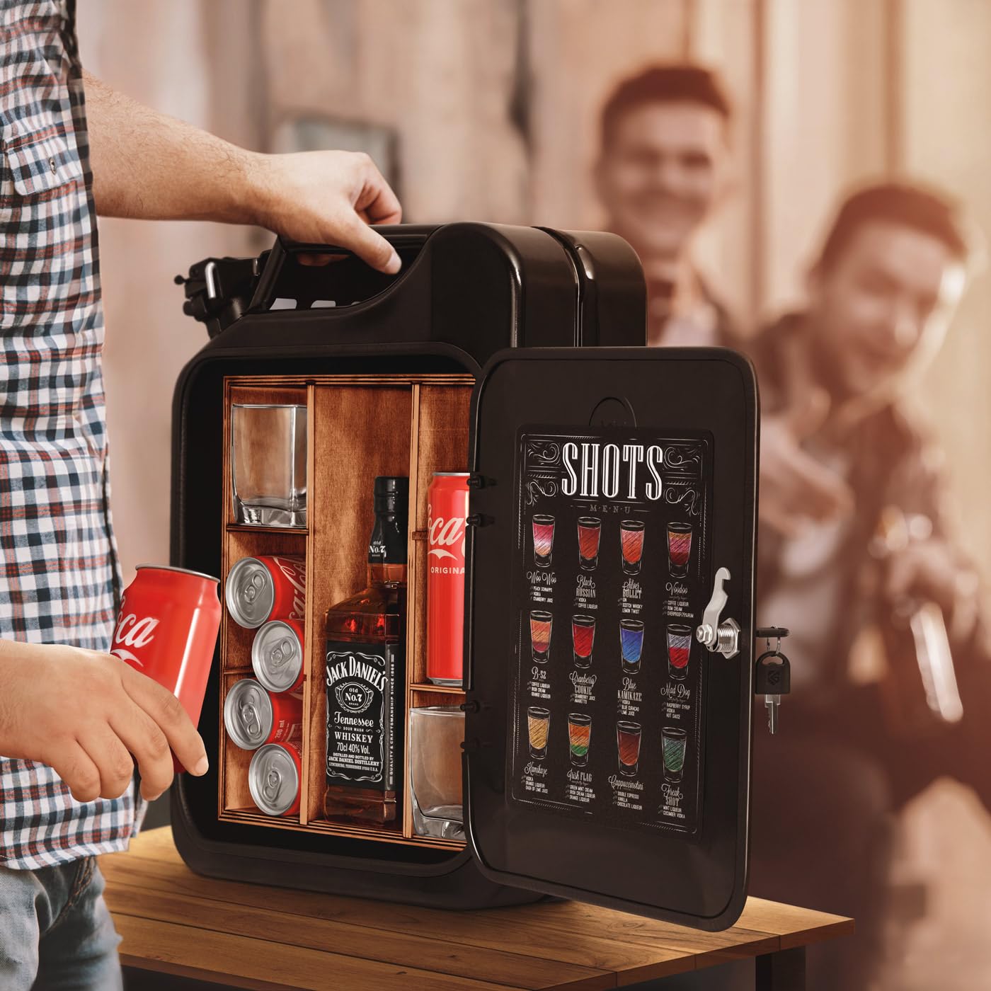 Maverton Whisky Mini Bar Cabinet 20 l - Gabinete de Bar Personalizado con Clave - Compacto para Viajes- Regalos Originales para Hombre Padre Amigo Abuelo Marido Jefe Día del Padre