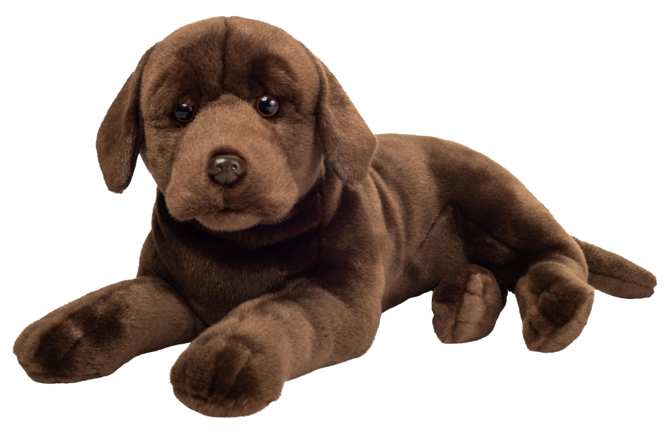 Teddy Hermann 91988 Labrador Tumbado marrón Chocolate 50 cm, Peluche | Peluche prémium especialmente suave, acabado cuidado, desde 18 meses, lavable, relleno de poliéster reciclado