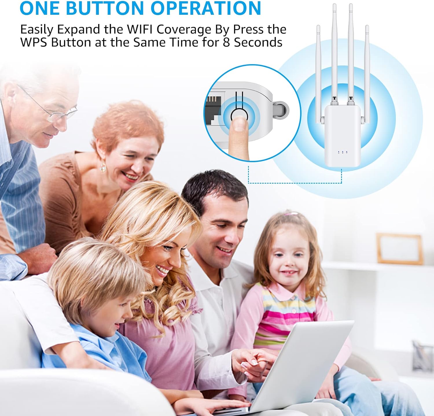 2022 WiFi Extender - Signal Booster up to 3280sq.ft - Wireless Internet Repeater for Home, Long Range Amplifier with Ethernet Port, Access Point, 1 Touch Setup, Alexa Devices Compatible, 2.4Ghz : Electronics