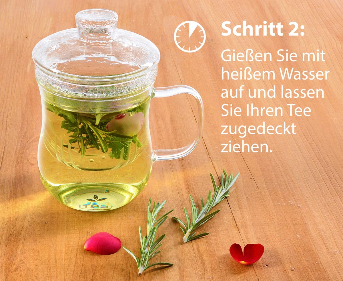 4 Teegläser Mit Filter & Deckel - Handgefertigt, 400 Ml, Hitzebeständig Aus Borosilikatglas