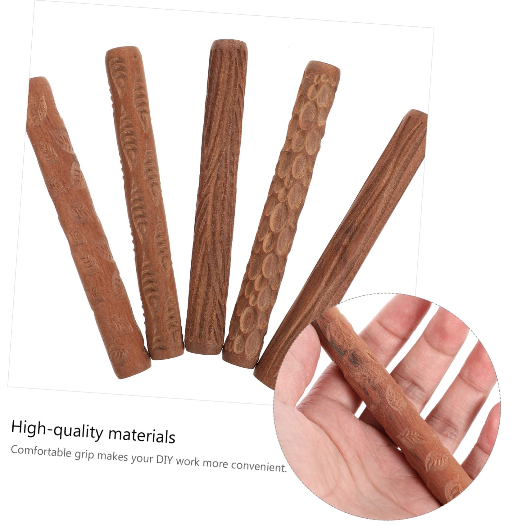 Yardwe 5 Piezas Herramienta Para Aplanar Lodo Rodillos Para Modelar Arcilla Mango De Madera Texturizado Herramienta Para Modelar Arcilla Mango Para Proyectos