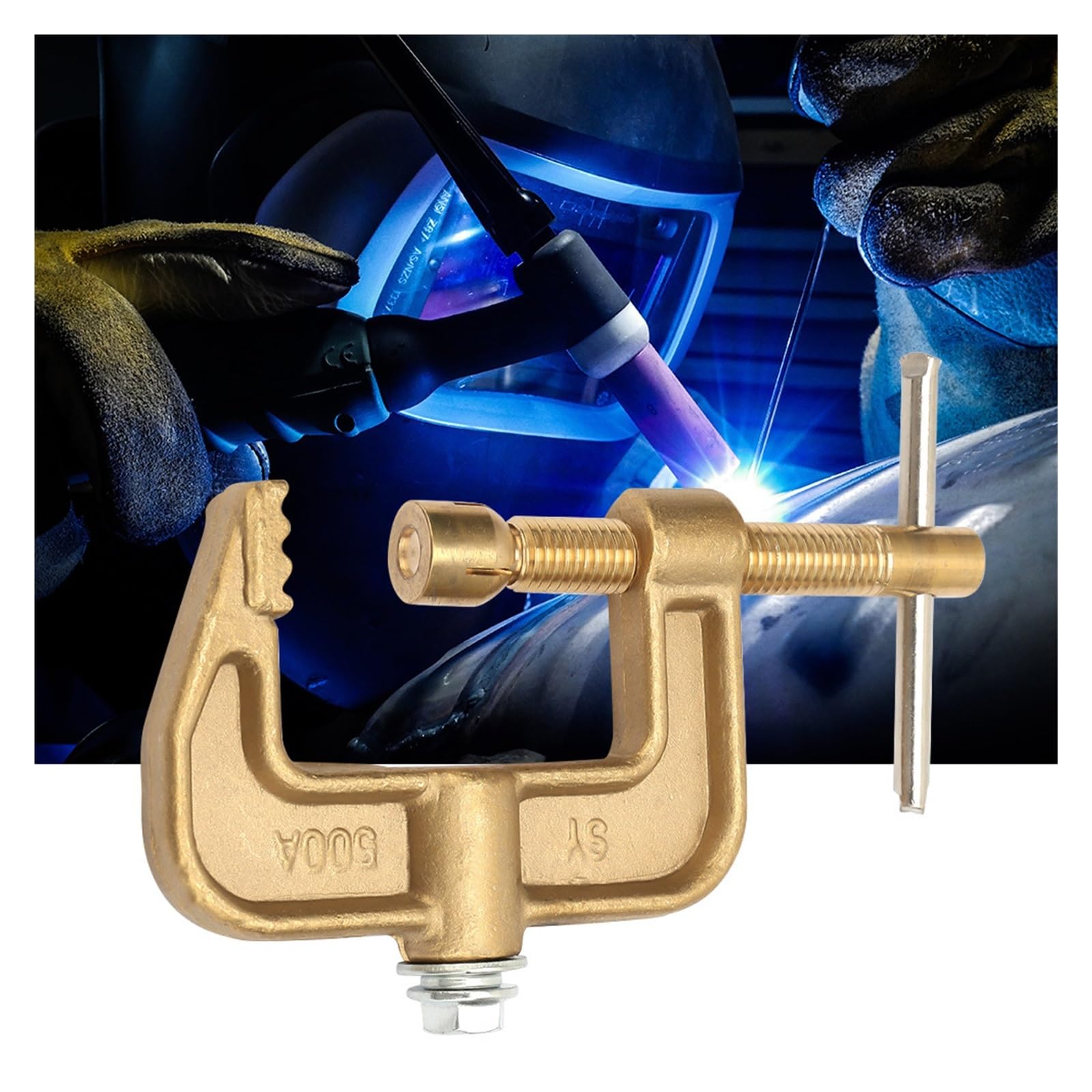 Pinza massa per saldatrice Morsetto di messa a terra 500A Materiale in ottone Saldatura a forma di G for macchina