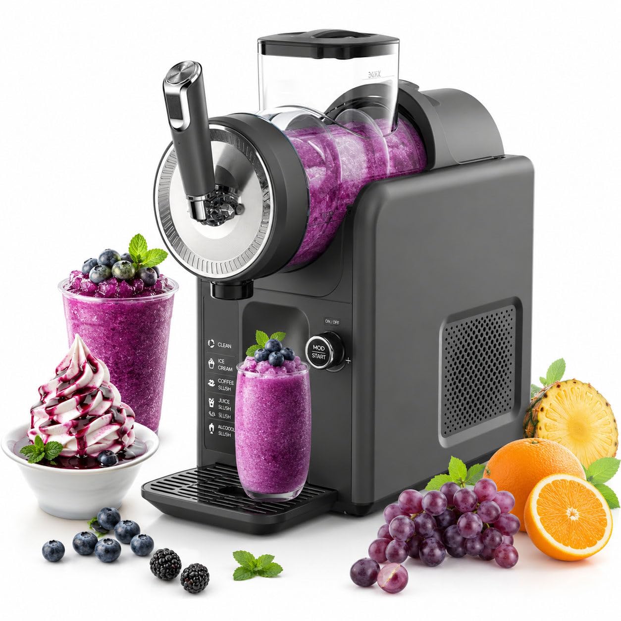 DIUNAOZI Slushie Machine for Home,Cold Drink Maker,Margarita Machine with 5 Presets Programs, No Ice Needed, Auto Cleaning, Slushy Maker for ice cream, Cocktails,Frappés,Milkshake Black
