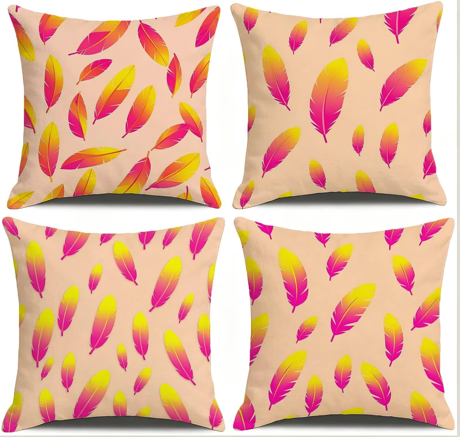Giallo Federe Cuscini Divano 65x65cm, Cuscini da Esterno Set de 4, Cod-139 | Lin Copricuscini Decorativi Letto Arredo, per Letto, Soggiorno, Giardino, Esterno, Casa Decorazione Set di 4 Piuma