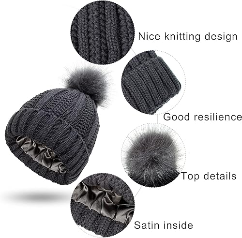 Miniatura 2 de Gorro unisex de punto de pompón sintético para esquí al aire libre cálido suave transpirable elástico para hombre y mujer