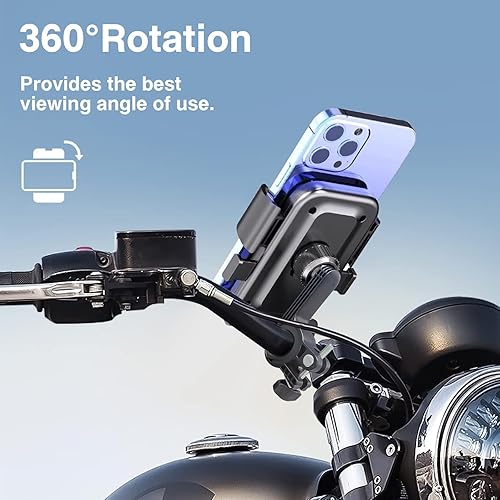 Miniatura 5 de Soporte de teléfono para motocicleta, soporte para teléfono de bicicleta, abrazadera ajustable de 4.7 a 7 pulgadas, clip de resorte con soporte de