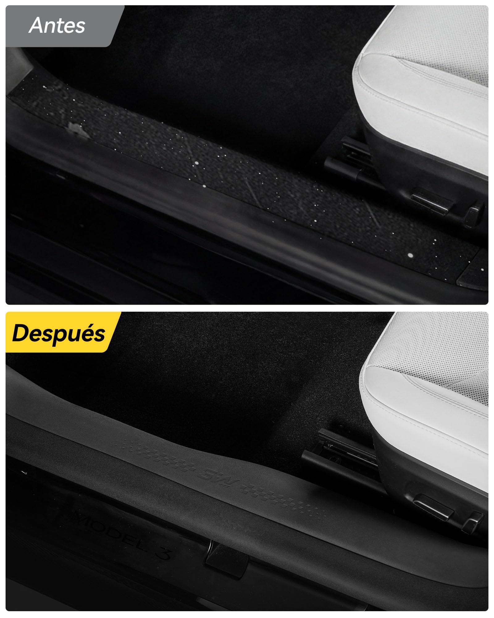 3W 5 piezas de protección de umbral de puerta para Tesla Model 3 Highland 2024-2026 Pedal de puerta delantera y trasera y espacio de carga, protección contra chispas TPE, protección contra chispas en