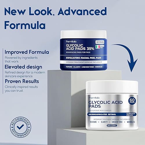 Miniatura 7 de Almohadillas de ácido glicólico - Almohadillas de rejuvenecimiento para rostro 35% - Almohadilla exfoliante para cuerpo y manchas oscuras - Líneas