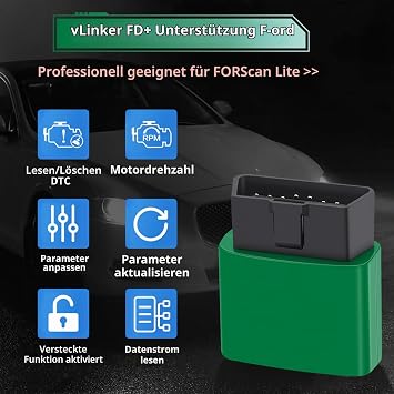vLinker FD+ OBD2 Bluetooth Scan Tool Diagnostic Code Reader for iOS Android and Windows - Made for Scan Green