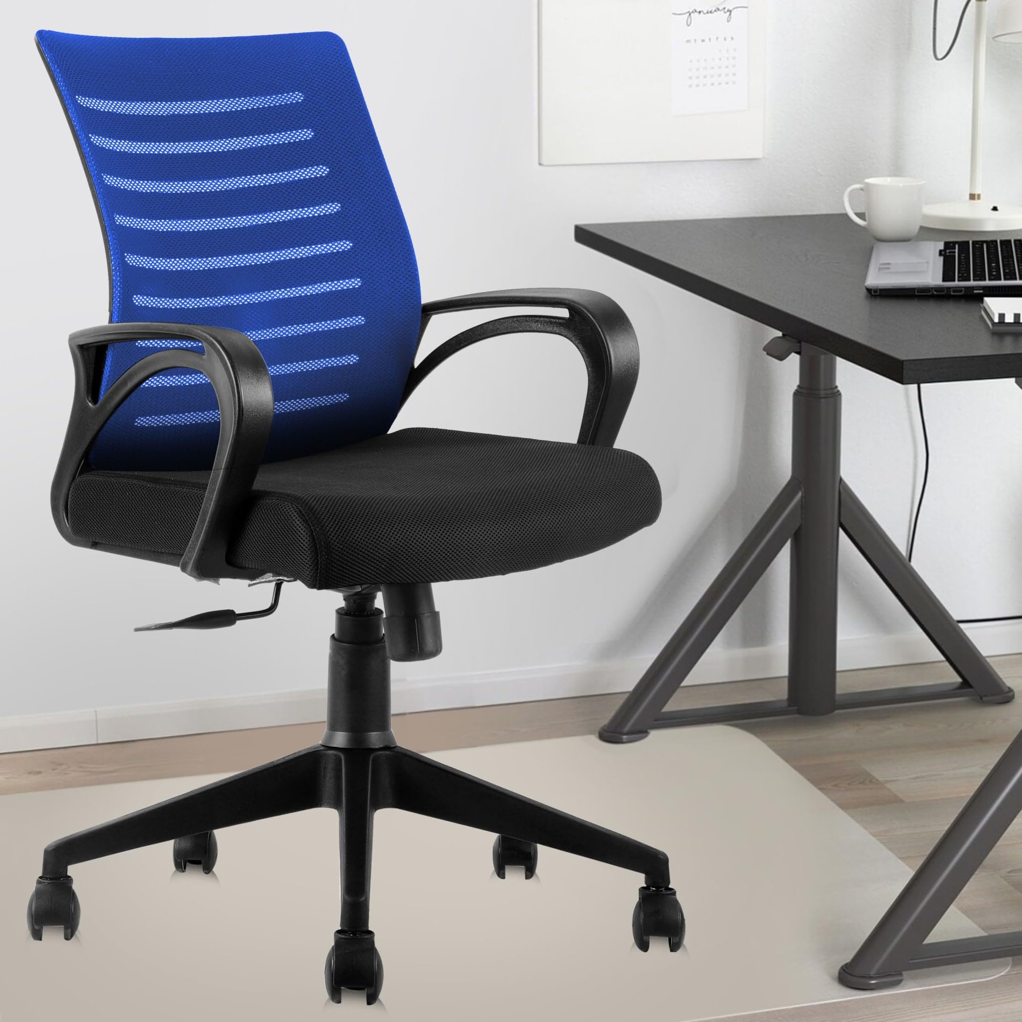 ASTRIDE Ace Mid Back Office Chair for Work from Home/Study Chair/Revolving Chair [Blue]