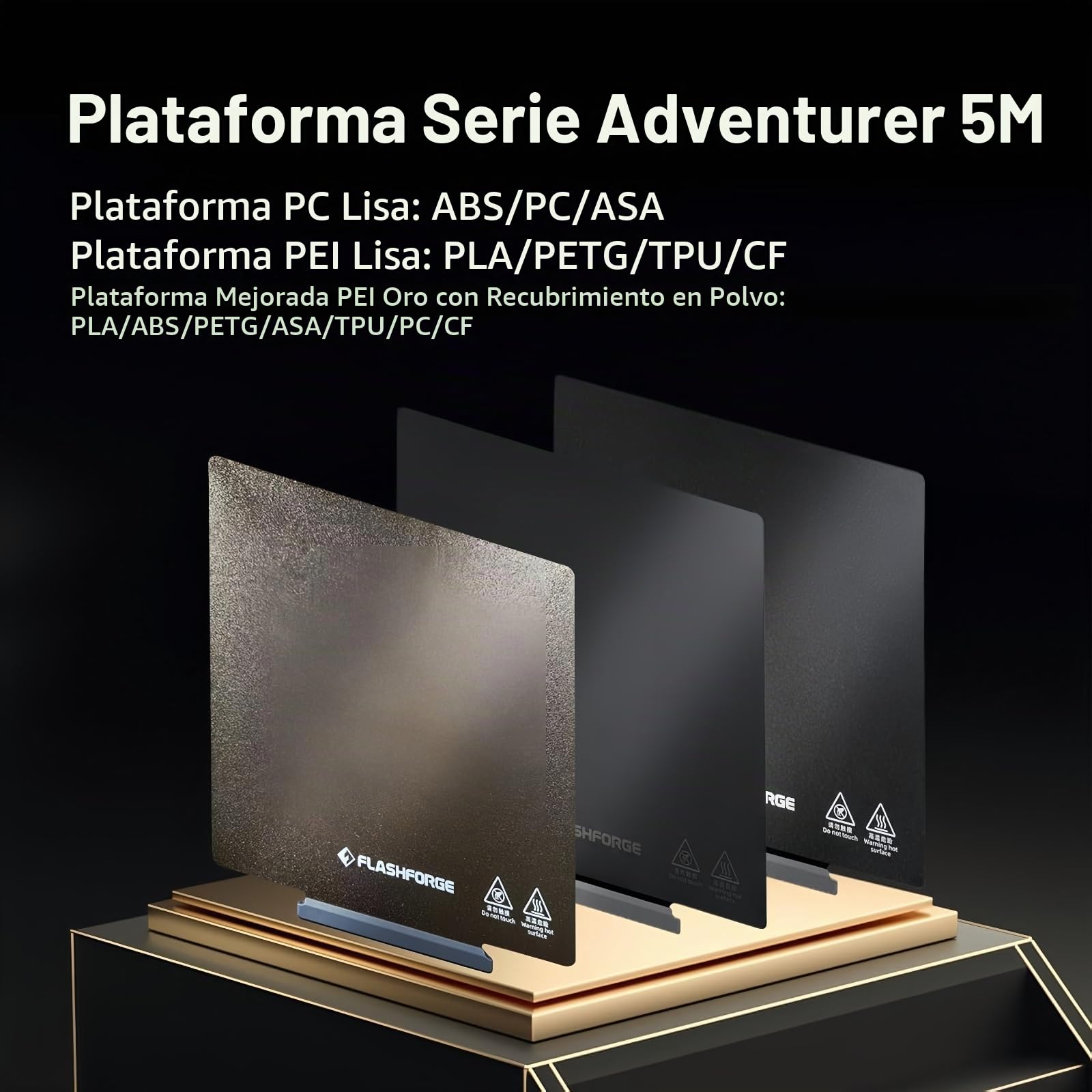 FLASHFORGE AD5X Plataforma Pei Lisa, Compatible con Adventurer 5X/Adventurer 5M/Adventurer 5M Pro