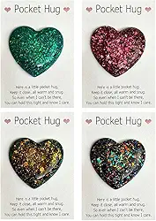 Pacote com 4 fichas de coração de abraço de bolso com cartão de felicitações – cartões de abraço de bolso presentes de lembrança – presentes de aniversário de casamento, dia dos namorados para mães e mulheres