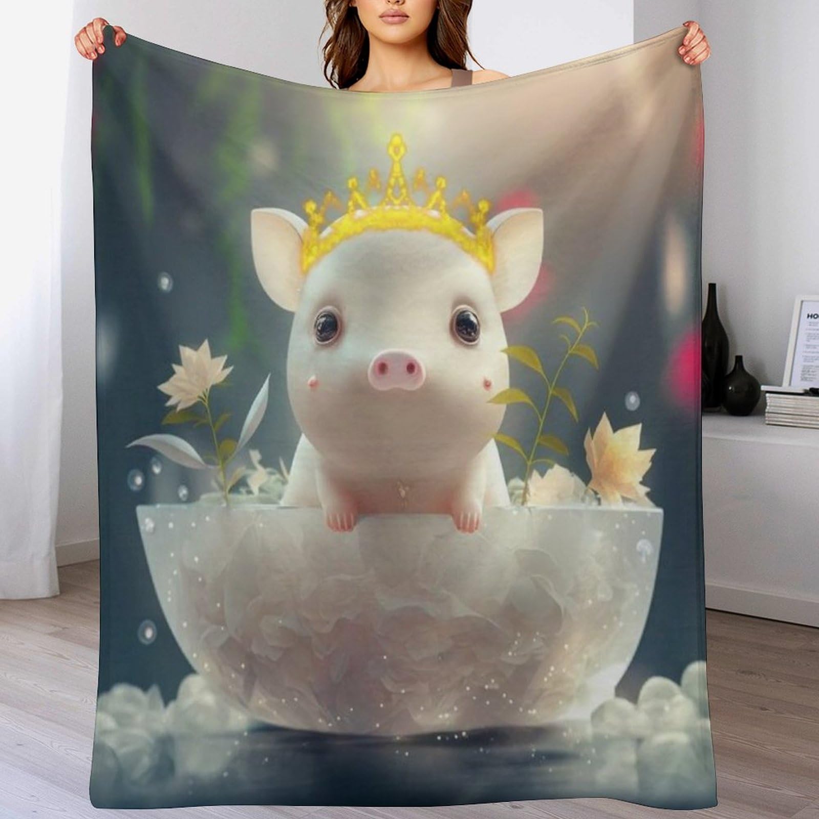 Manta de cerdo acogedora para regalar, franela cálida 180x200 cm