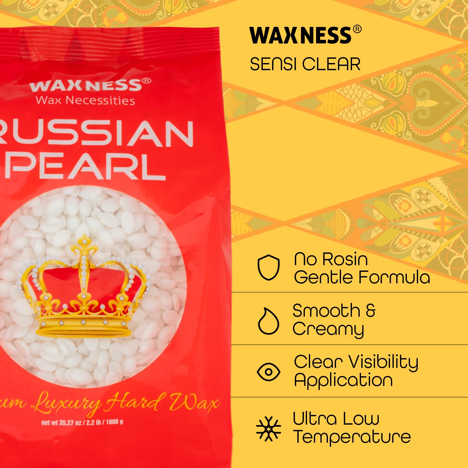 Waxness Polymer-Blend Premium Luxus Film-Hartwachsperlen Russian Pearl 1 kg/Luxury Hard Wax Beads Russian Pearl 1kg