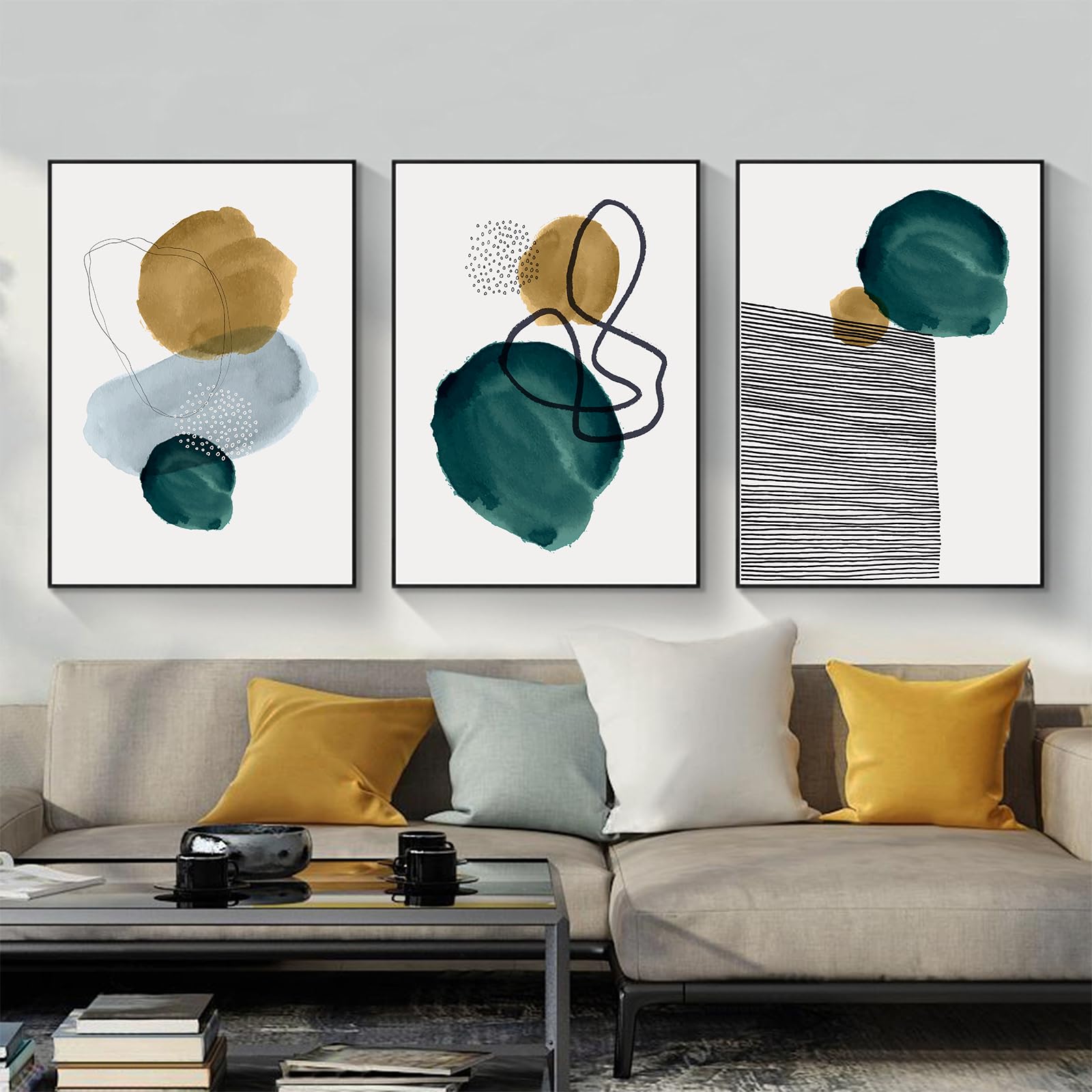 Lot De 3 Posters Abstraits Bohème LYBOHO - 40x60cm | Déco Murale Moderne Sans Cadre | Pour Salon, Chambre