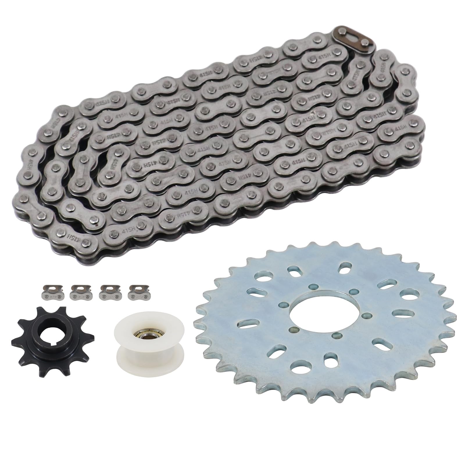 415 Chain Wheel 32T Sprocket Front 10T Sprocket with 110L Links Kit for 49cc 50cc 66cc 80cc Motorized Bicycle Bike Moped Parts